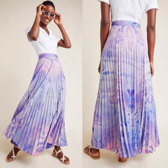 Anthropologie Dresses & Skirts - Anthropologie Siddhartha Bansal Marble Dye Skirt Size 2 Pleated Bohemian Boho
